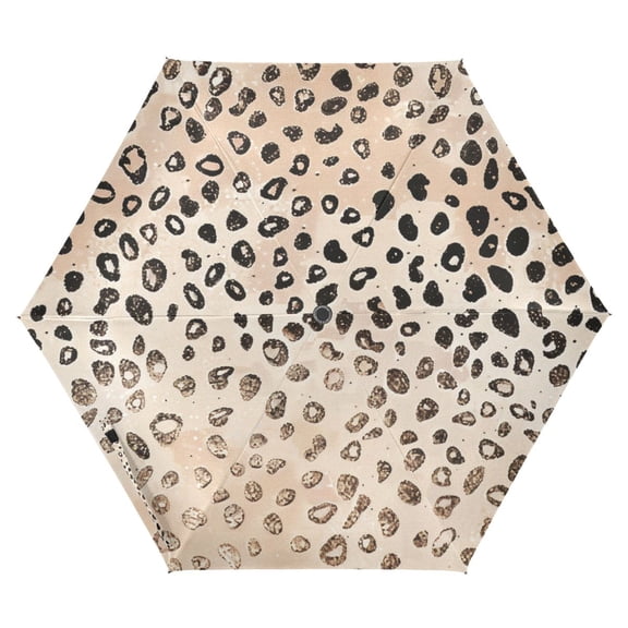 ALAZA Plain Cheetah Glitter Print UPF 50+ Compact Folding Umbrella for Rain Travel Umbrella Packable