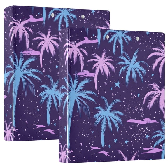 ALAZA Plam Tree Hardcover 3 Ring Binder 1.5" Round Rings Interior Pockets Binders Organizer 2 Pack