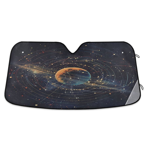 ALAZA Planet Space Stars Windshield Sun Shade Car Foldable Sun Visor Block UV Rays Protector 55"x27.6"