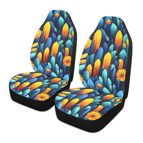 ALAZA Plant Leaves Car Seat Covers 2 PCs Universal Auto Front Seats Interior Protector