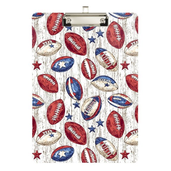 ALAZA Plastic Clipboard A4 Letter Size Decorative Clipboards for Students Women Men 9" x 12.5" American Rugby Football