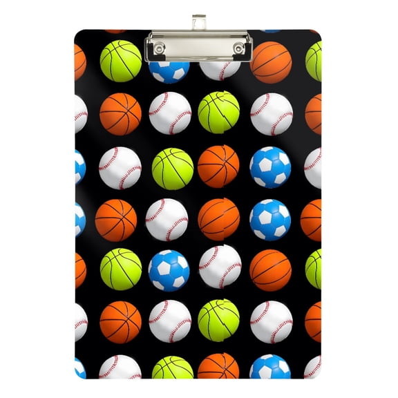 ALAZA Plastic Clipboard A4 Letter Size Decorative Clipboards for Students Women Men 9" x 12.5" Baseball Football Basketball