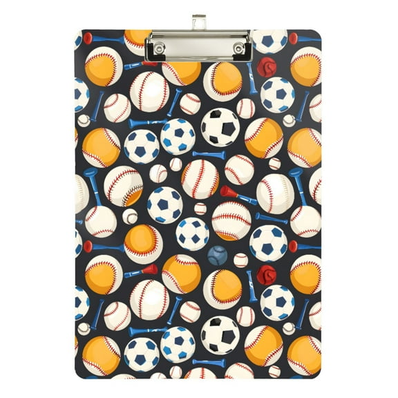 ALAZA Plastic Clipboard A4 Letter Size Decorative Clipboards for Students Women Men 9" x 12.5" Baseball Football