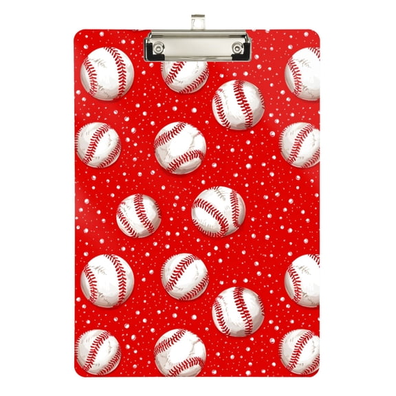 ALAZA Plastic Clipboard A4 Letter Size Decorative Clipboards for Students Women Men 9" x 12.5" Baseball on Red