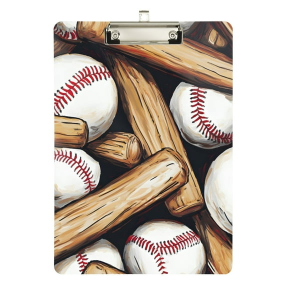 ALAZA Plastic Clipboard A4 Letter Size Decorative Clipboards for Students Women Men 9" x 12.5" Baseballs Bats