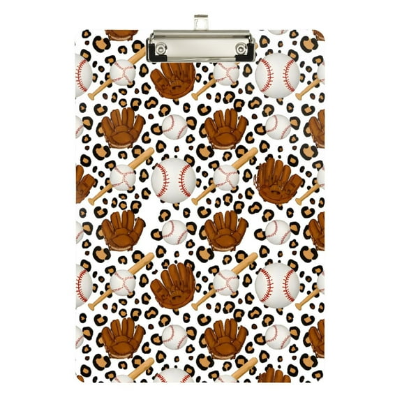 ALAZA Plastic Clipboard A4 Letter Size Decorative Clipboards for Students Women Men 9" x 12.5" Baseballs Leopard
