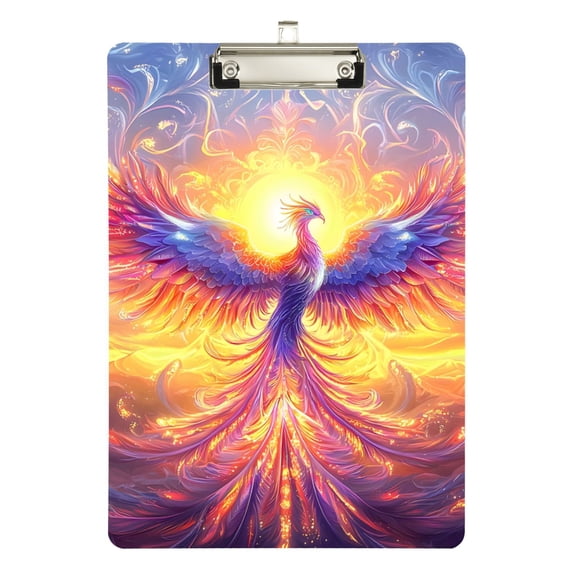 ALAZA Plastic Clipboard A4 Letter Size Decorative Clipboards for Students Women Men 9" x 12.5" Bird Neon Phoenix Fire