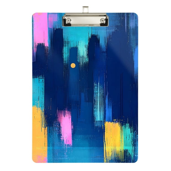 ALAZA Plastic Clipboard A4 Letter Size Decorative Clipboards for Students Women Men 9" x 12.5" Blue Tie Dye Stripes
