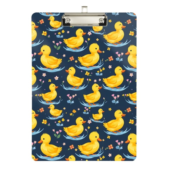 ALAZA Plastic Clipboard A4 Letter Size Decorative Clipboards for Students Women Men 9" x 12.5" Cartoon Duck Flowers