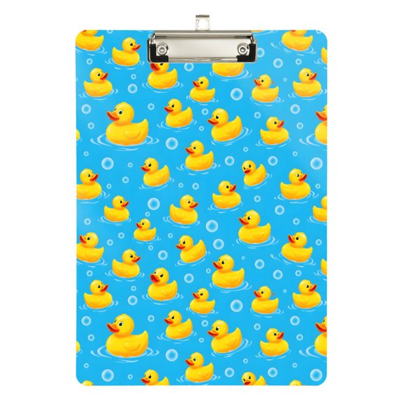 ALAZA Plastic Clipboard A4 Letter Size Decorative Clipboards for Students Women Men 9" x 12.5" Cute Ducks Bubbles