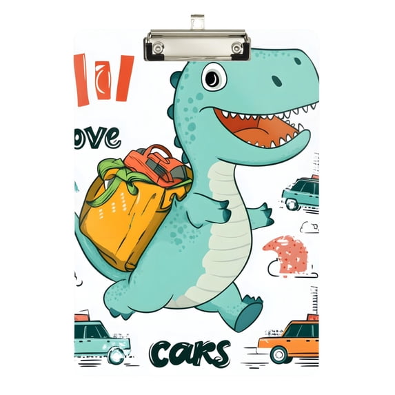 ALAZA Plastic Clipboard A4 Letter Size Decorative Clipboards for Students Women Men 9" x 12.5" Dinosaur with Backpack