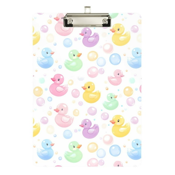 ALAZA Plastic Clipboard A4 Letter Size Decorative Clipboards for Students Women Men 9" x 12.5" Duck Bubble Cartoon