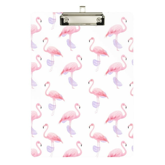 ALAZA Plastic Clipboard A4 Letter Size Decorative Clipboards for Students Women Men 9" x 12.5" Flamingos Watercolor