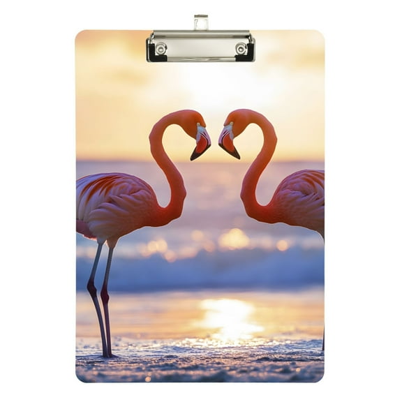 ALAZA Plastic Clipboard A4 Letter Size Decorative Clipboards for Students Women Men 9" x 12.5" Flamingos in Sunset