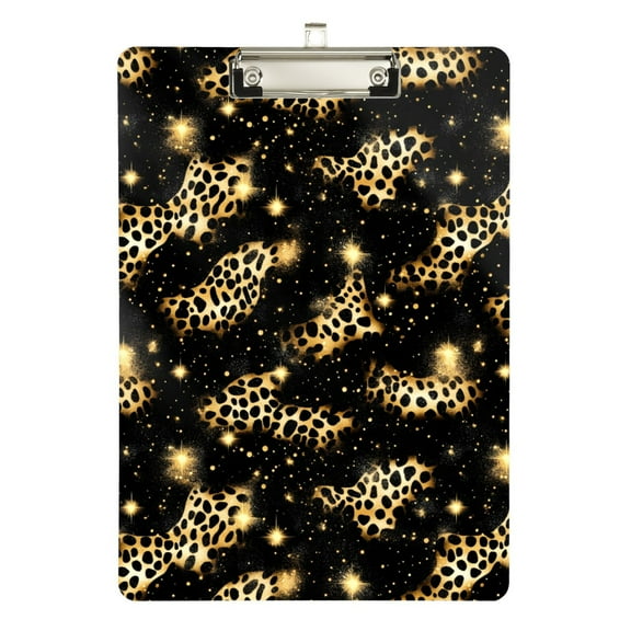 ALAZA Plastic Clipboard A4 Letter Size Decorative Clipboards for Students Women Men 9" x 12.5" Golden Leopard Print