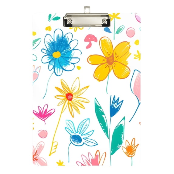 ALAZA Plastic Clipboard A4 Letter Size Decorative Clipboards for Students Women Men 9" x 12.5" Hand Drawn Flower