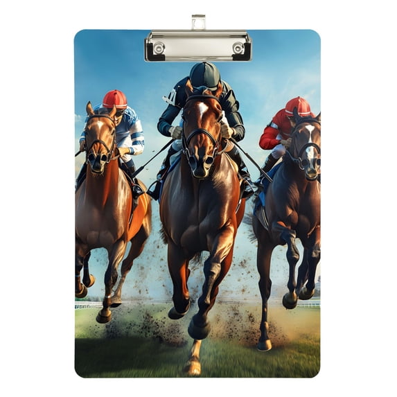 ALAZA Plastic Clipboard A4 Letter Size Decorative Clipboards for Students Women Men 9" x 12.5" Horse Racing