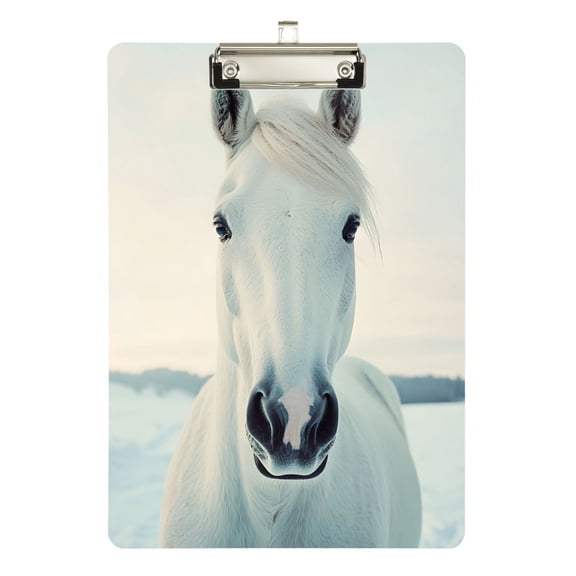 ALAZA Plastic Clipboard A4 Letter Size Decorative Clipboards for Students Women Men 9" x 12.5" Horse Winter