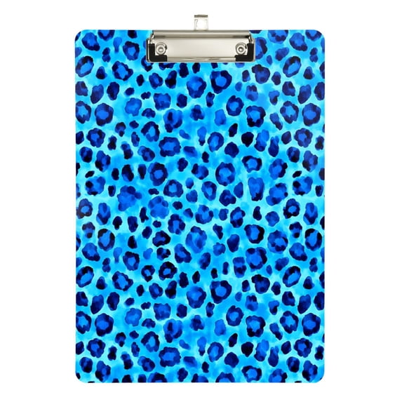ALAZA Plastic Clipboard A4 Letter Size Decorative Clipboards for Students Women Men 9" x 12.5" Leopard Blue