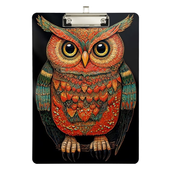 ALAZA Plastic Clipboard A4 Letter Size Decorative Clipboards for Students Women Men 9" x 12.5" Mandala Owl