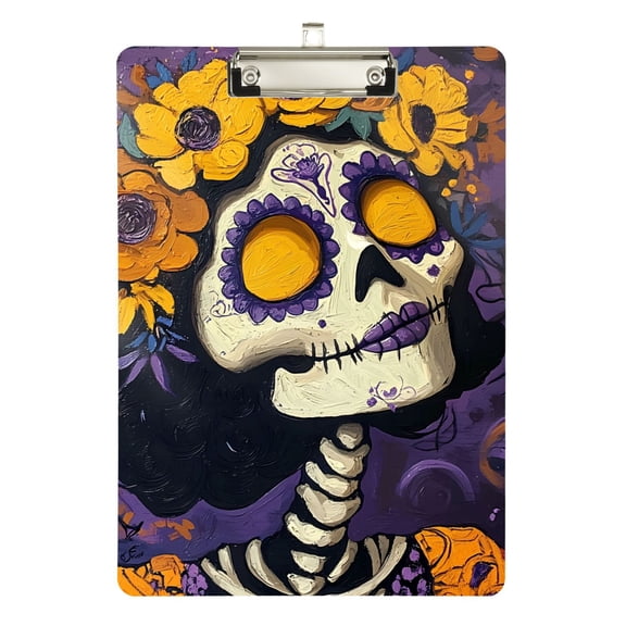 ALAZA Plastic Clipboard A4 Letter Size Decorative Clipboards for Students Women Men 9" x 12.5" Mandala Skeleton Sunflower