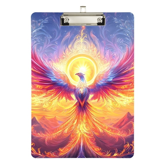 ALAZA Plastic Clipboard A4 Letter Size Decorative Clipboards for Students Women Men 9" x 12.5" Neon Phoenix Fire Bird