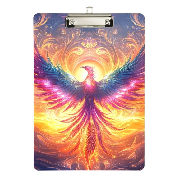 ALAZA Plastic Clipboard A4 Letter Size Decorative Clipboards for Students Women Men 9" x 12.5" Neon Phoenix Fire