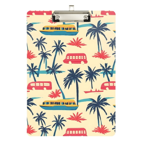 ALAZA Plastic Clipboard A4 Letter Size Decorative Clipboards for Students Women Men 9" x 12.5" Palm Tree Tropical