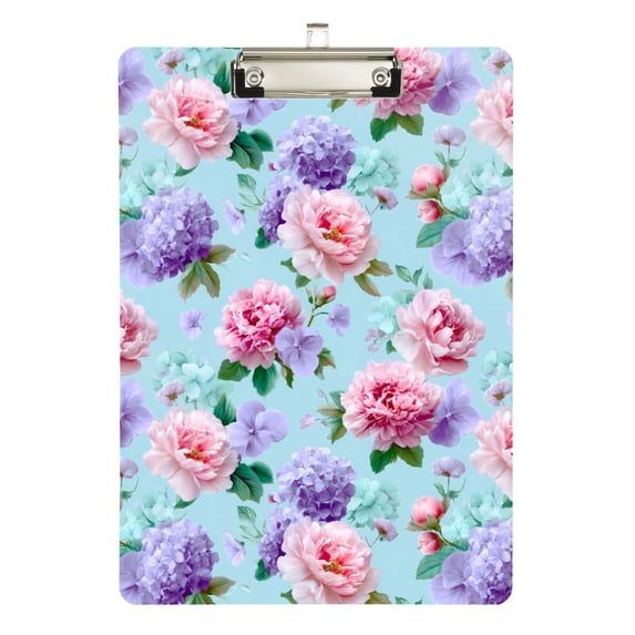 ALAZA Plastic Clipboard A4 Letter Size Decorative Clipboards for Students Women Men 9" x 12.5" Peony Flower Hydrangea