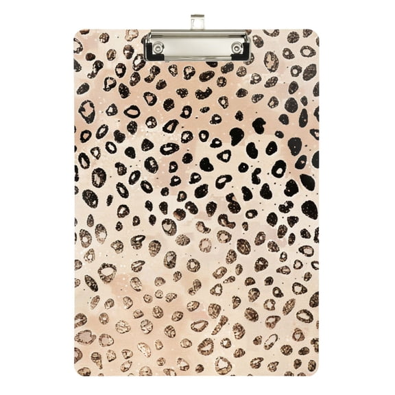 ALAZA Plastic Clipboard A4 Letter Size Decorative Clipboards for Students Women Men 9" x 12.5" Plain Cheetah Glitter Print