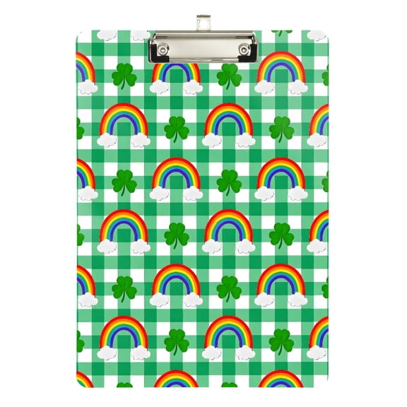 ALAZA Plastic Clipboard A4 Letter Size Decorative Clipboards for Students Women Men 9" x 12.5" Rainbow on Checkered