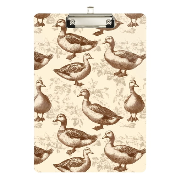 ALAZA Plastic Clipboard A4 Letter Size Decorative Clipboards for Students Women Men 9" x 12.5" Retro Ducks