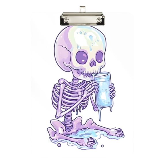 ALAZA Plastic Clipboard A4 Letter Size Decorative Clipboards for Students Women Men 9" x 12.5" Skeleton Drinking