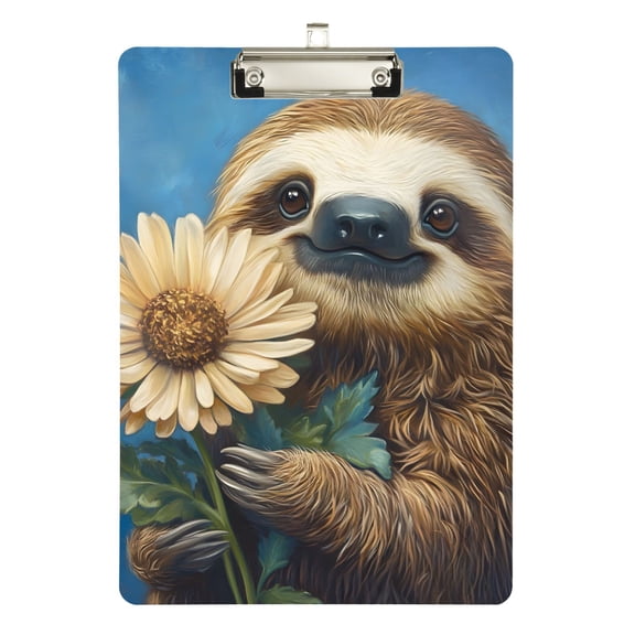 ALAZA Plastic Clipboard A4 Letter Size Decorative Clipboards for Students Women Men 9" x 12.5" Sloth Sunflower