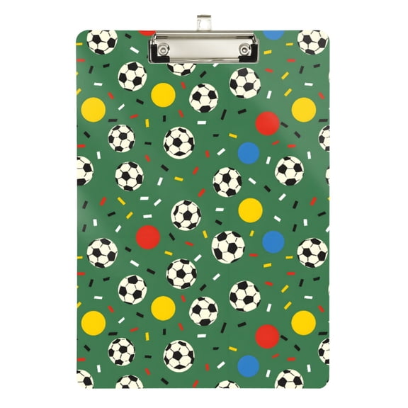 ALAZA Plastic Clipboard A4 Letter Size Decorative Clipboards for Students Women Men 9" x 12.5" Soccer Balls
