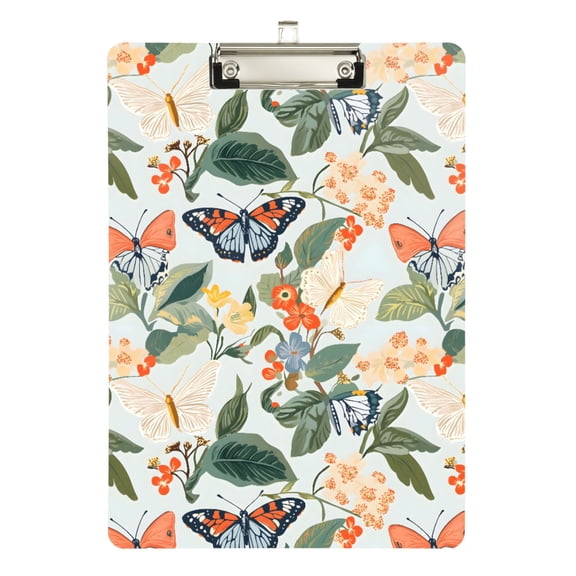 ALAZA Plastic Clipboard A4 Letter Size Decorative Clipboards for Students Women Men 9" x 12.5" Spring Butterflies Floral-a5