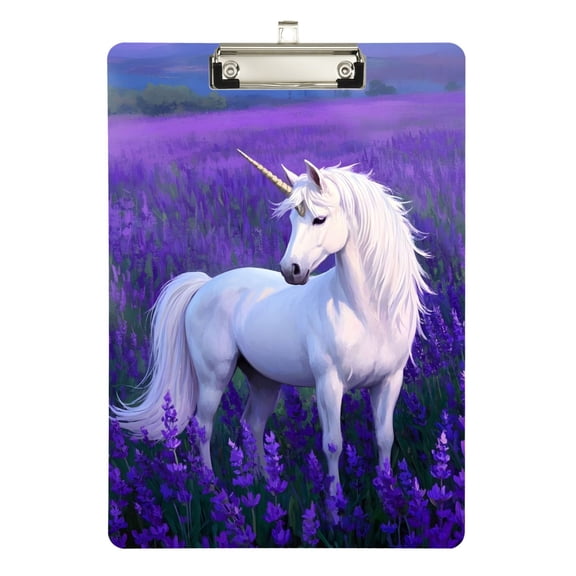 ALAZA Plastic Clipboard A4 Letter Size Decorative Clipboards for Students Women Men 9" x 12.5" Unicorn in Lavender