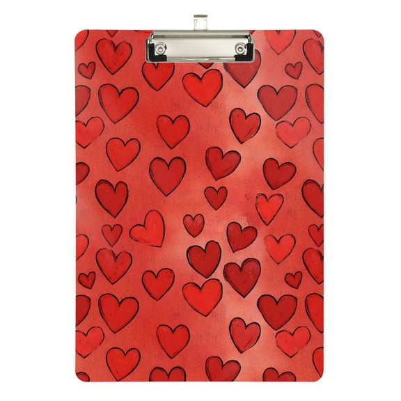 ALAZA Plastic Clipboard A4 Letter Size Decorative Clipboards for Students Women Men 9" x 12.5" Valentain's Red Hearts Pattern