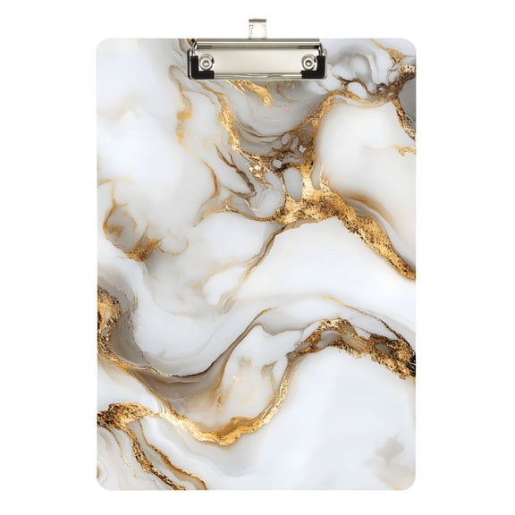 ALAZA Plastic Clipboard A4 Letter Size Decorative Clipboards for Students Women Men 9" x 12.5" White Marble
