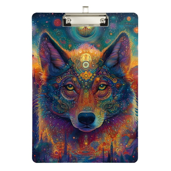 ALAZA Plastic Clipboard A4 Letter Size Decorative Clipboards for Students Women Men 9" x 12.5" Wolf Bohemia