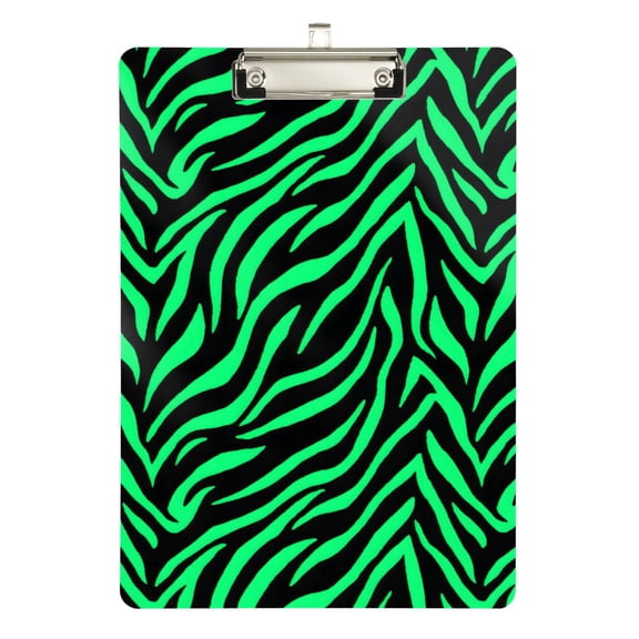 ALAZA Plastic Clipboard A4 Letter Size Decorative Clipboards for Students Women Men 9" x 12.5" Zebra Stripes Green