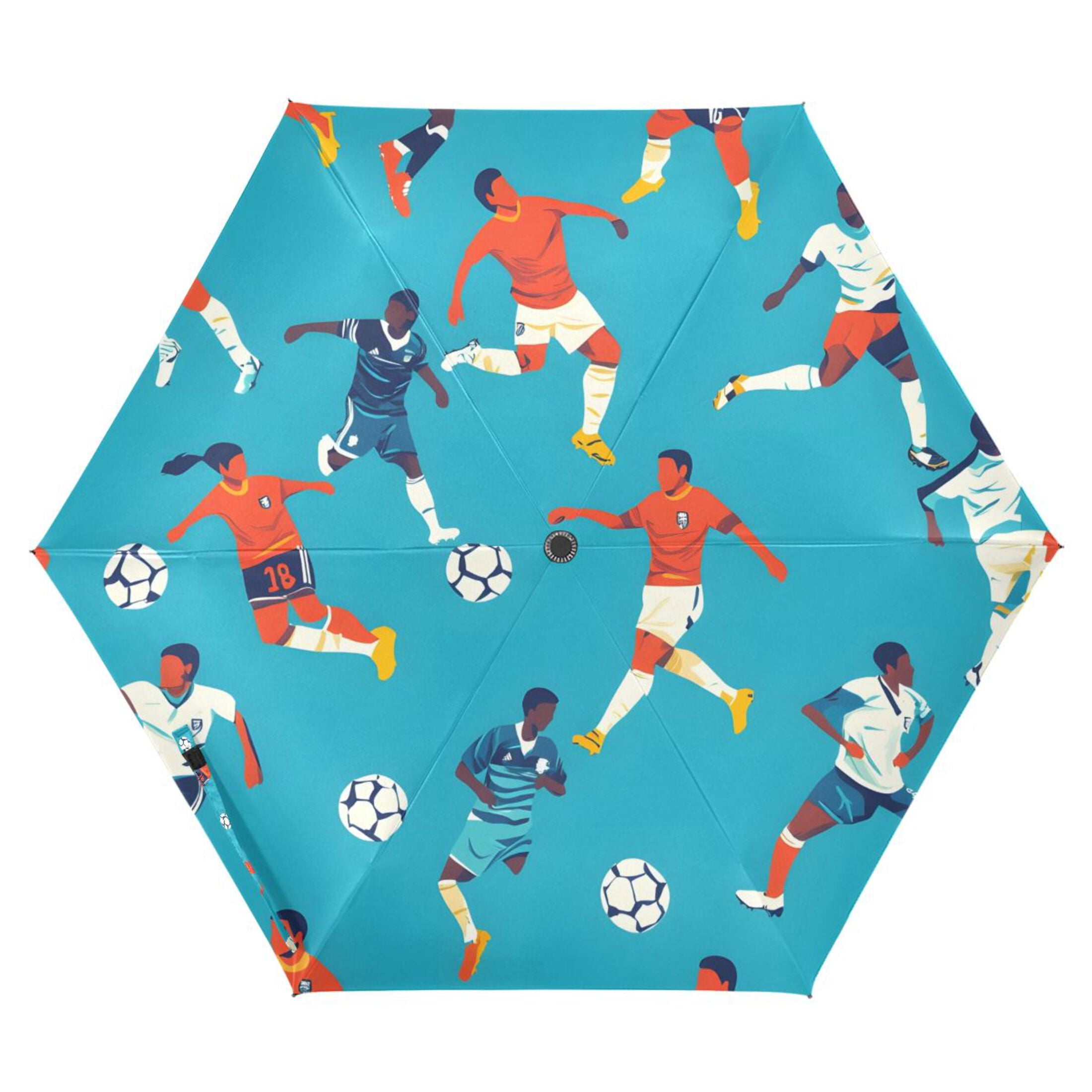 ALAZA Play Soccer Football UPF 50+ Compact Folding Umbrella for Rain Travel Umbrella Packable