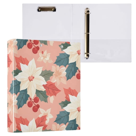 ALAZA Poinsettia Flower Cherry Hardcover 3 Ring Binder 1.5" Round Rings Interior Pockets Binders Organizer 1 Pack