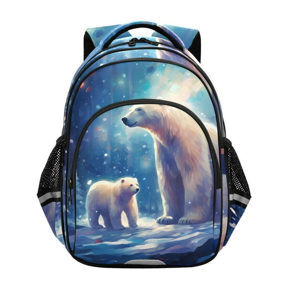 ALAZA Polar Bear on Winter School Backpack Elementary Bag Bookbag Travel Rucksack