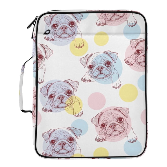 ALAZA Polka Dot Bulldogs Pattern Expanding Accordion File Folder 3 Ring Zipper Binder Organizer Portable Document Bag