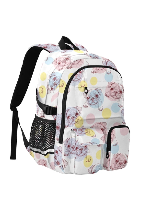 Polka Dot Bulldogs Print Student Backpack School Bookbag Large Laptop Daypack Travel Bag