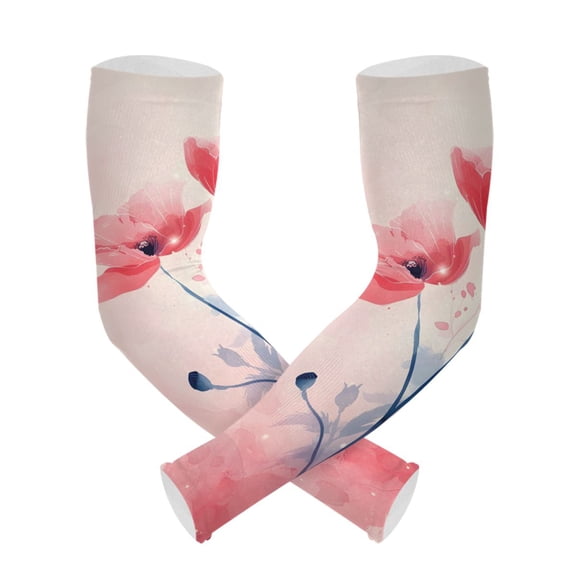 ALAZA Poppy Blooming Flowers UV Sun Protection Arm Sleeves UPF 50+ Compression Cooling Sleeve 1 Pair