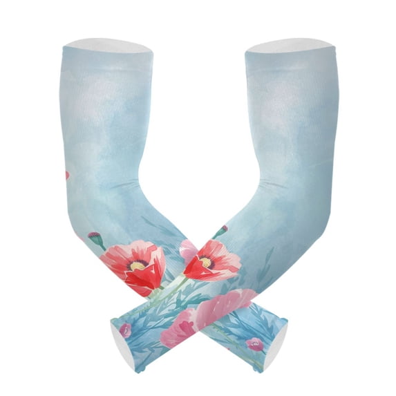 ALAZA Poppy Flowers Oil Paint UV Sun Protection Arm Sleeves UPF 50+ Compression Cooling Sleeve 1 Pair
