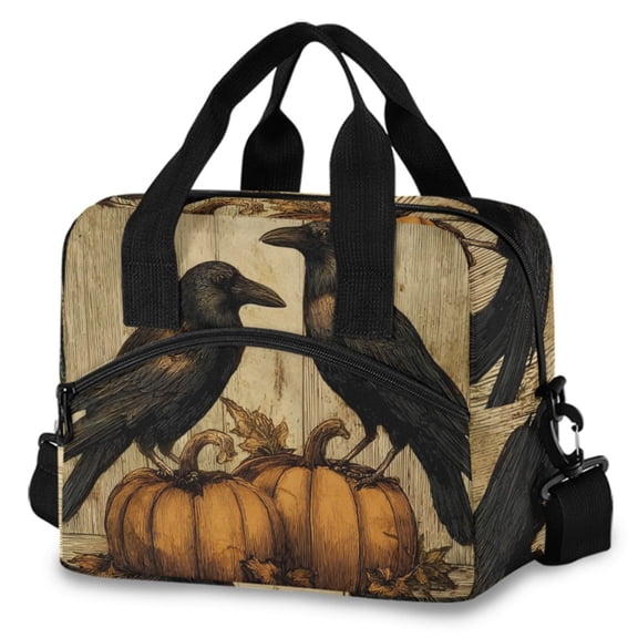 ALAZA Primitive Farmhouse Grungy Shiplap Autumn Fall Harvest(3) Insulated Lunch Box Large Reusable Cooler Bag with Shoulder Strap
