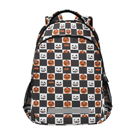 ALAZA Pumpkins on Checkered Backpack Elementary School Bag Bookbag Travel Rucksack